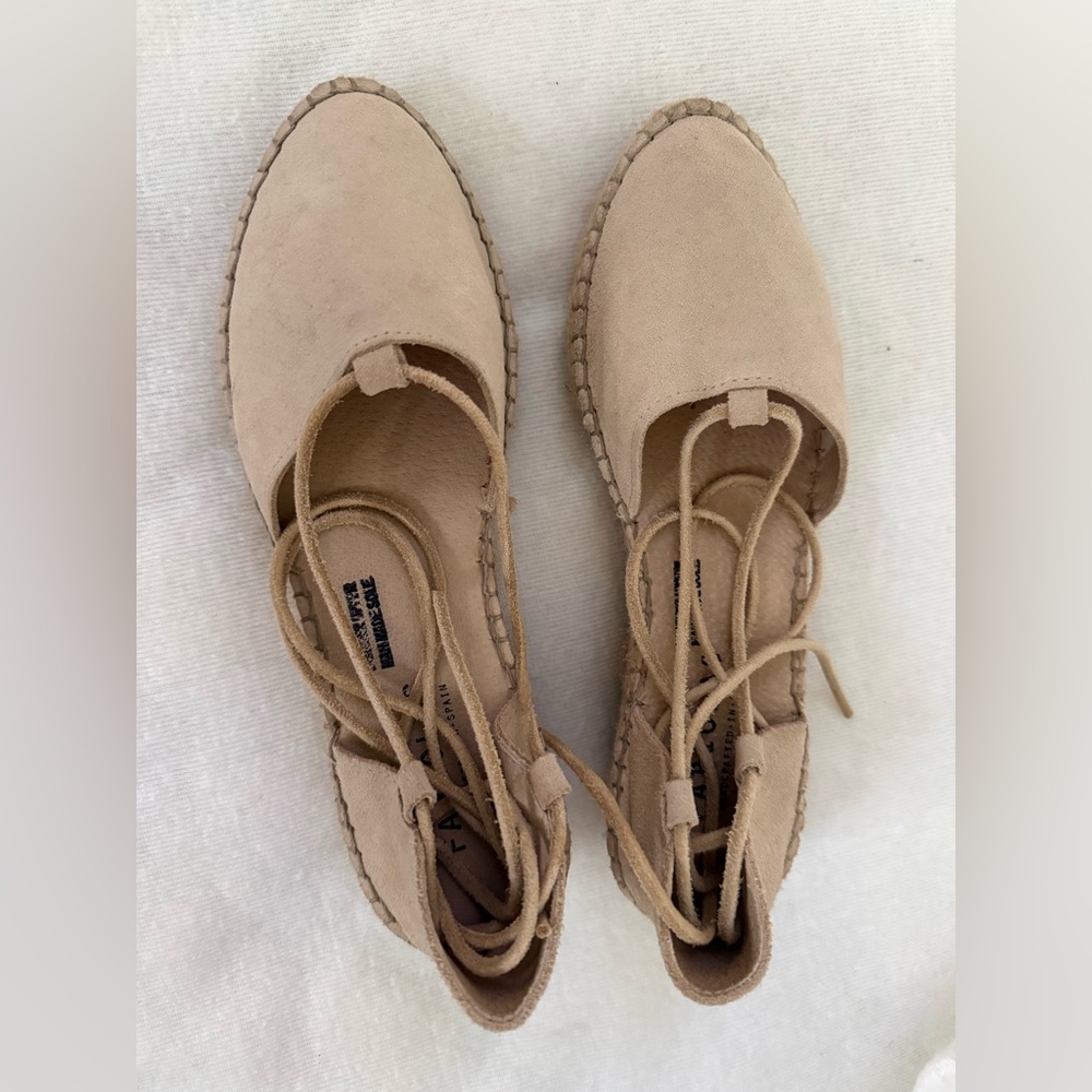 Fabiolas tan leather suede Espadrilles, size 37, never worn
